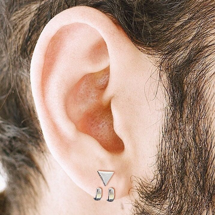 Mens Earrings - Silver Stud Earrings, Men, Gift for manly man, Male Earring, Edgy, Mens Stud Earrings, Studs for Men, everyday earring, A388