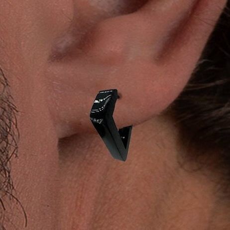 Mens Black Earring, Black Triangle Earring, Mens Earrings, Black Earrings, Mens Huggie Earrings, Single earring for Men, A310