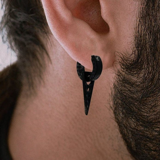 Mens Earrings - Black Triangle, Earring, Men, Minimalist Male Earring, Black Earring, Mens Hoop Earrings, gifts for him, A119